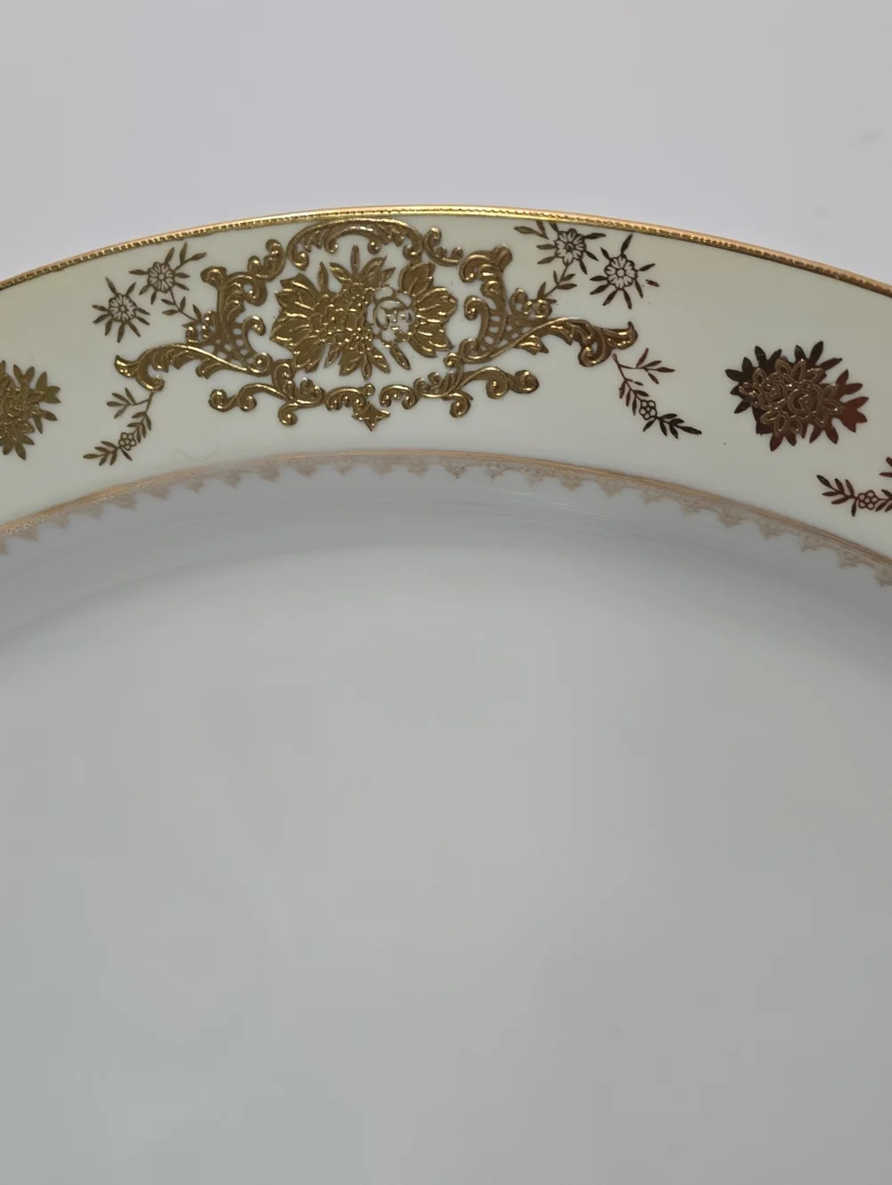 Vintage Wiss China Oval Serving Tray Porcelain Japan White Gold Floral Filigree